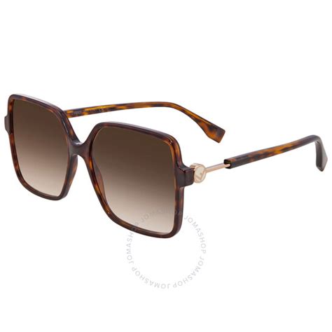 Fendi Brown Square Ladies Sunglasses FF 0411/S 0086 58